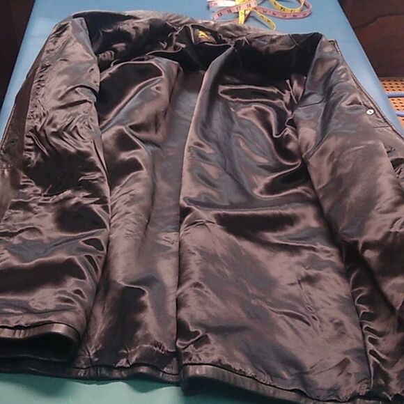 Vintage Reed Women's Black Leather Lg-XL? Swing Three Button Soft Roll cuffCoat - Picture 10 of 13